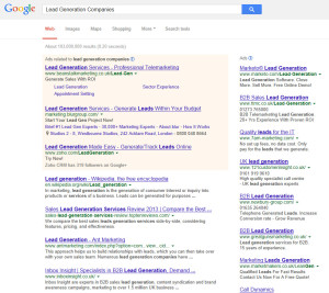 Google UK Search for Lead Generation Companies