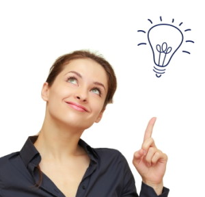 Beautiful business woman with a light bulb indicating a lead generation idea light bulb 